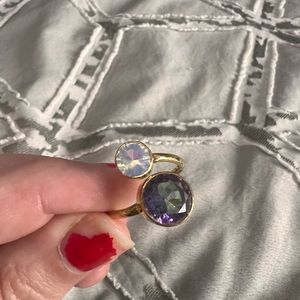 Mystic quartz and opalite adjustable ring